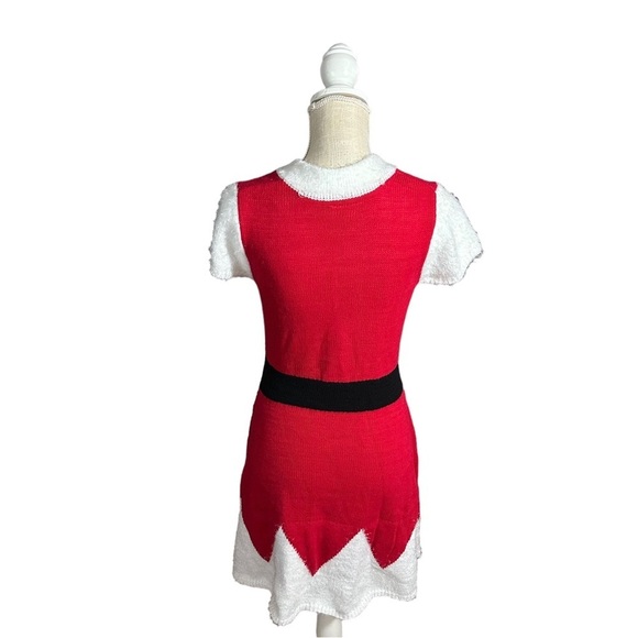 Allison Britney Red White Black V-Neck Sweater Dress Sz S NWOT Mrs Santa Claus - Picture 11 of 14